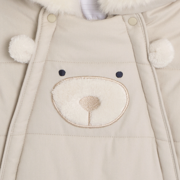 معطف أفرول مبطن ودافئ، بلون البيج للرضع من كلا الجنسين